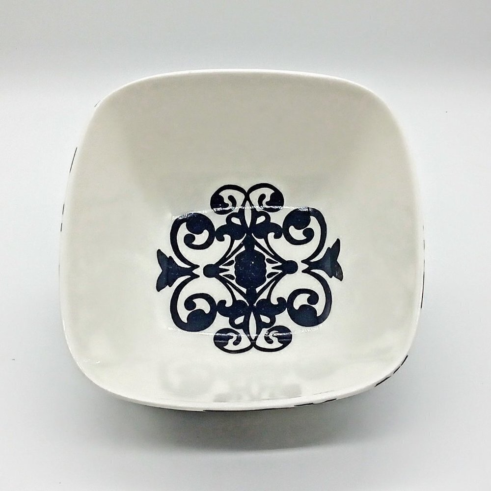222 Fifth B&W Rococo Fine China Square Bowl - Picture 2 of 4